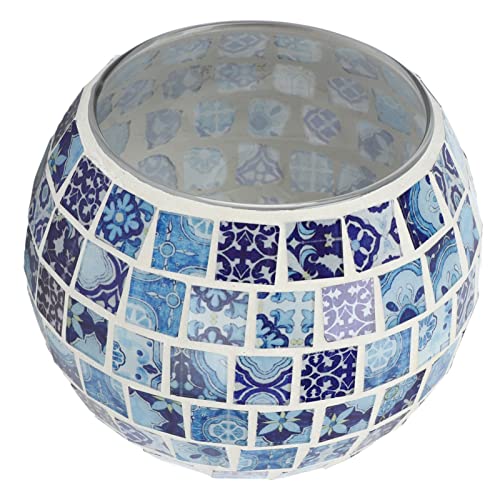 TOPINCN Duft Kerzenhalter, Blau und Weiße Mosaikglas -Tee -Halter -Votivkerzenhalter, Handgefertigte Romantische Teelicht -Kerzenhalterin für Aromatherapie Party Dekor TOPINCN Duft Kerzenhalter, Blau und Weiße Mosaikglas -Tee -Halter -Votivkerzenhalter, Handgefertigte Romantische Teelicht -Kerzenhalterin für Aromatherapie Party Dekor von TOPINCN