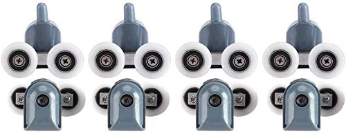 TOPINCN Duschtür Rollen Twin Bottom Top Pulleys Räder Läufer Badezimmer Ersatz-Kit obere untere Rollen 8Pcs (Double Wheels) von TOPINCN