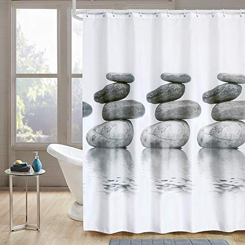 TOPINCN Duschvorhang, graue Steine wasserdicht schimmel- und schimmelresistent mit Haken zum Aufhängen (240 x 200 cm) von TOPINCN