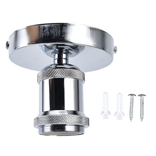 TOPINCN E26 E27 Vintage Light Socket E27 Lampenhalter Retro -Glühbirnen -Sockel mit Aluminium Eisenabs für Küchenschlafzimmer Wohnzimmer 100‑240V (SILVER) von TOPINCN