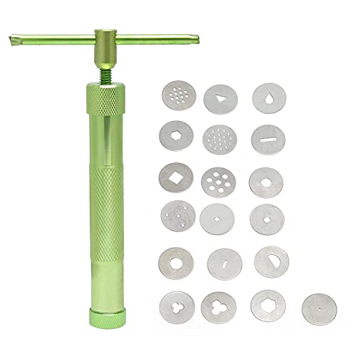 TOPINCN Edelstahl grün rotierenden Quetscher Schlamm Extruder Pistole DIY Backen Fondant Kuchen Skulptur Tools MEHRWEG VERPACKUNG (Grün) von TOPINCN