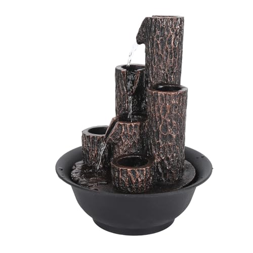 TOPINCN Energieeinsparung Langlebiger 4 Geschwindigkeiten Reichtum Erhöhen Sie die Feuchtigkeit Entspannung Wasserfallbrunnen, Kleiner Wasserfallbrunnen mit LED -Leuchten für Desktop (EU Plug) von TOPINCN