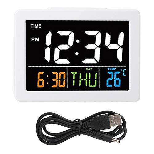 TOPINCN Farb-Großbild-LCD-elektronischer Schreibtischwecker mit Temperatur-Datumsanzeige(1#) von TOPINCN