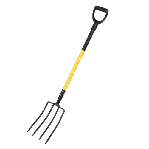 TOPINCN Gartengabel, 46 Zoll Pitchgabel mit Y-Griff, 4 Zinken Spatengabel Metall Kompostgabel Garten Spatengabel Grabegabel mit Langem Griff für Gartenarbeit Graben Kompostieren Spaten von TOPINCN