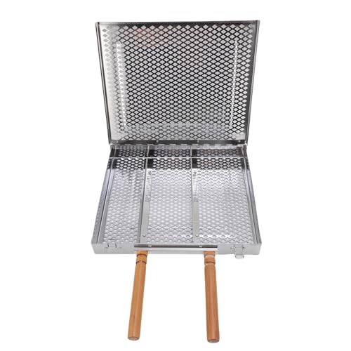 TOPINCN Grill Korb, Outdoor BBQ Rack mit Griff, Grill Griller Koch Zubehör, BBQ Grill Korb mit Abnehmbaren Teiler für Fisch Gemüse Fleisch Camping Outdoor (Doppelgriff) von TOPINCN