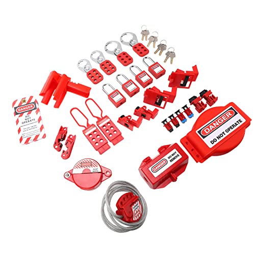 TOPINCN Haltbares Elektrisches Loto -Kit mit Ventilsperrung und Vorhängeschloss, Hohe Festigkeit für Kugelventile und Sperre TOPINCN Haltbares Elektrisches Loto -Kit mit Ventilsperrung und Vorhängeschloss, Hohe Festigkeit für Kugelventile und Sperre von TOPINCN