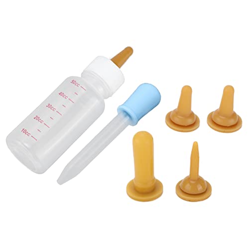 TOPINCN Hamster Nurser Flasche Tragbare Pflegefutter für Neugeborene, Klare Skala, Kontrollflussgeschwindigkeit, ABS -Material (Brauner Schnuller + Blau) von TOPINCN
