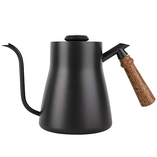 Kaffeetasse,850ml Edelstahl tropft über Kaffeekessel Schwanenhals mit Holzgriff von TOPINCN