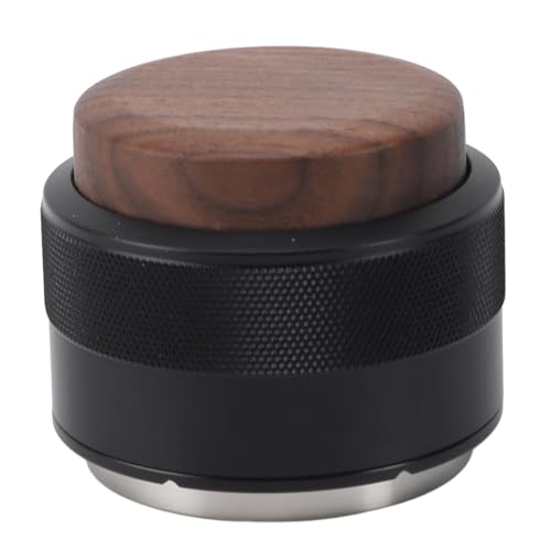 TOPINCN Kaffeeverteiler, Manipulationskaffee -Vertriebswerkzeug, Palm Coffee Distributor -Werkzeug 304 Edelstahl mit Flachem Basis und Holzgriff für Kaffeegebräu (51 mm (schwarz)) von TOPINCN