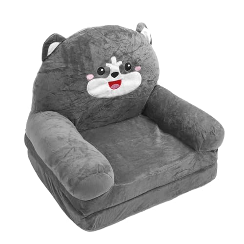 TOPINCN Kids Couch, Bequemer Kleinkindstuhl 2 in 1 Klicken -Sofa nach Liege, Schläfer Couch Baby Schläfer Stuhl Cartoon Faltbares Sofa Kleinkind Möbel Stuhl (Grau) (2 Etagen) von TOPINCN