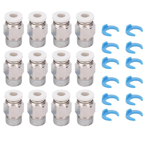 TOPINCN Langlebiger Push -Stecker für 3D -Drucker Extruderteile, 12pcs Pneumatic Anpassungs Schnellanschluss mit Einfacher Verriegelungsmechanismus von TOPINCN
