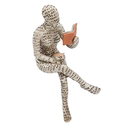 TOPINCN Mädchen-Lesefigur, Harz-Figur Innovative Lady Reading Pulp Molding Bücherregal-Ornamente, Desktop-Bücherregal-Dekoration (B) von TOPINCN
