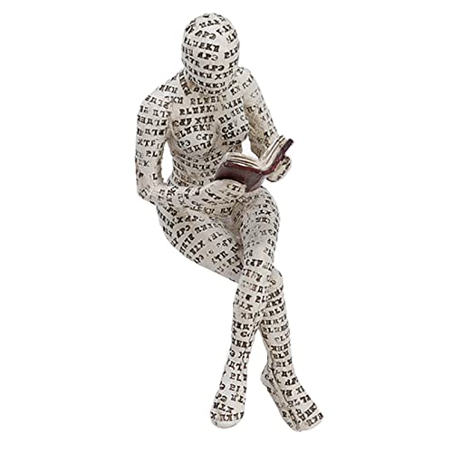 TOPINCN Mädchen-Lesefigur, Harz-Figur Innovative Lady Reading Pulp Molding Bücherregal-Ornamente, Desktop-Bücherregal-Dekoration (F) von TOPINCN