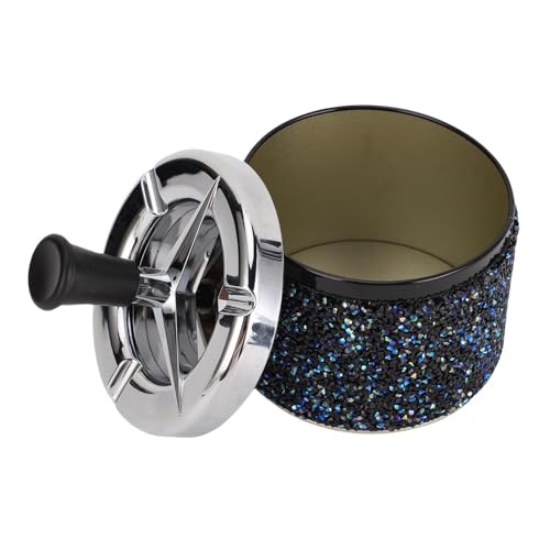 TOPINCN Mini -Desktop -Müll Kann Edelstahl Kleiner Abfallbehälter mit Abnehmbarem Deckel Strsestone Dekoration Desktop Aufbewahrungsbehälter für Home Office Auto (Schwarze Strasssteine) von TOPINCN