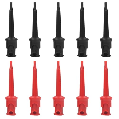 TOPINCN Mini -IC -Komponenten Test Hook Clamp/Holder Gold Plattiert für Genaue Multimeter Tests 10pcs 5 Farben für Reparaturtechniker (Fünf Schwarz und fünf Rot) von TOPINCN