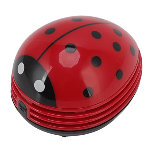 TOPINCN Mini-Krümel-Staubsauger, Tragbarer Desktop-Kehrer, Kabelloser Tisch-Krümel-Kehrer, Cartoon-Schreibtisch-Staubreiniger, Staubsauger, Papierfetzen-Kehrmaschine (roter Marienkäfer) von TOPINCN