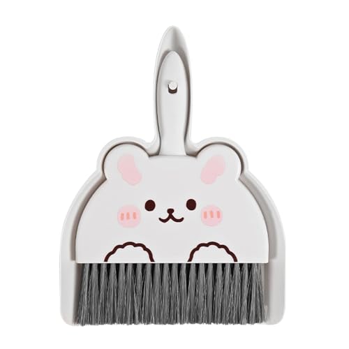 TOPINCN Mini -Staubschange und Bürstenset, Tragbare Handheld -Staubpan mit Besen, Cartoon -Reinigungswerkzeuge, Kompaktes Speiseet mit Eingebundenem Design für Desk Home Office (Kaninchen) von TOPINCN