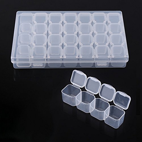 TOPINCN Organizer Box 28 Slots Durchsichtigen Kunststoff Medizin Organizer Fall Einstellbare Tablet Schmuck Aufbewahrungsbox Container Compartments von TOPINCN