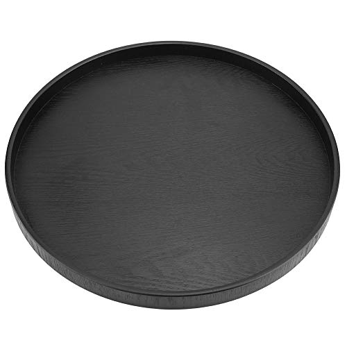 Tablett,37,5cm/14.76 inch Runde Form Massivholz Lebensmittel Mahlzeiten Tablett Tee Kaffee Snack Platte Home Kitchen Restaurant Tabletts (Schwarz) von TOPINCN