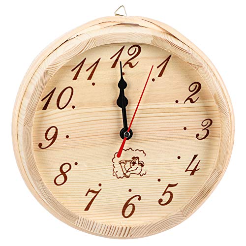 TOPINCN Runde Wanduhr aus Holz, 9,1 Zoll, Wanduhr, Sauna-Timer, Batteriebetrieben, Nicht Tickend, Heimdekoration für Sauna, Schlafzimmer, Büro von TOPINCN