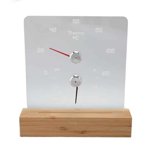 TOPINCN Sauna-Thermometer und Hygrometer 2 in 1, RGB-LED-Licht, Raumthermometer Fahrenheit und Celsius und Hygrometer-Timer, Digitales Innenthermometer mit Holzsockel für Saunaraum von TOPINCN