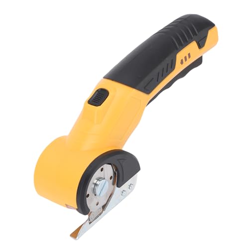 TOPINCN Schnurlose Elektrische Schere, Kartonschneider Wiederaufladbare Leistungsstarke Schere Elektrische Rotatierschere für Stoff Elektrokasten, Teppichschneider Stoffschneider (YELLOW) von TOPINCN