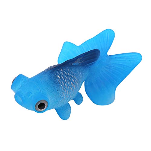 TOPINCN Silikon Künstliche Fische,Hohe Simulation Lebensechte Schwimm Aquarium Ornament Dekoration mit Linie Saugnapf(Blue Goldfish) von TOPINCN