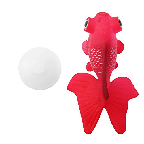 TOPINCN Silikon Künstliche Fische Hohe Simulation Lebensechte Schwimm Aquarium Aquarium Ornament Dekoration mit Linie Saugnapf(Red Goldfish) von TOPINCN