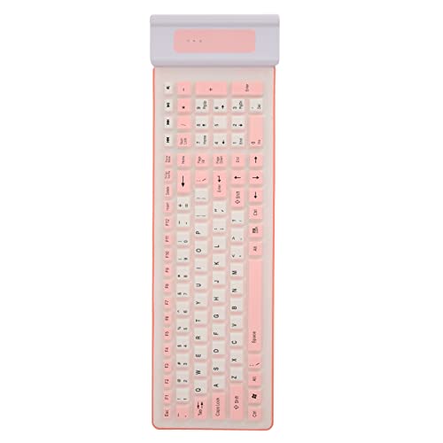 TOPINCN Silikon-Tastatur, Geräuschlos, Tragbar, Vollständig Versiegelt, Staubdicht, Design, 2,4 G, Wasserdicht, für Büro (Rosa) von TOPINCN