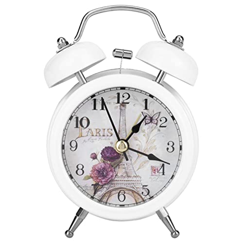 TOPINCN Wecker Metall mit Lichter Funkelnde Glocke Mini Kleiner Stumm Digitaler Wecker Für Schlafzimmer Student(Weiß) von TOPINCN