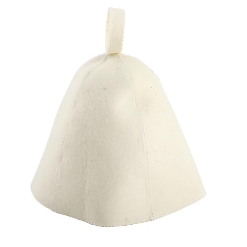 TOPINCN Wollfilz -Sauna Hut, Beige Dampfbabelle Helm für Männer Frauen, Spa -Sitzung Essentielles, Atmungsaktives Bad -Kopfbedeckungskappe mit Hängeschleife für Badhouse Russische Banya von TOPINCN