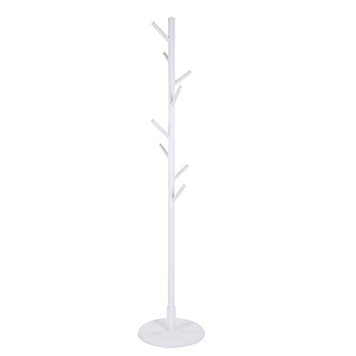 TOPINCN Zusammengebauter Holzmantel Hutständer Baum Jacke Stoff Vertikal Kleiderbügel Rack 8 Haken (Weiß) von TOPINCN