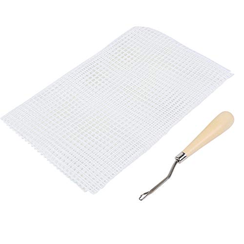 Teppich-Strick-Netzstoff, Teppich-Teppich-Netz-Kleidung, Glasfaser, lange Lebensdauer für Heimwerker(Netztuch 50cm+ Holzgriff häkeln) von TOPINCN