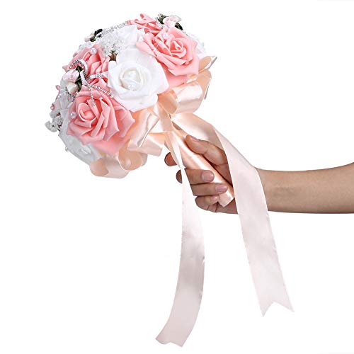 TOPINCN Künstlicher Hochzeitsstrauß Für Braut, Brautsträuße, Brautjungfer, Blumenstrauß, Kunstblumen, Dekoration, Hochzeitszubehör (Rosa) von TOPINCN