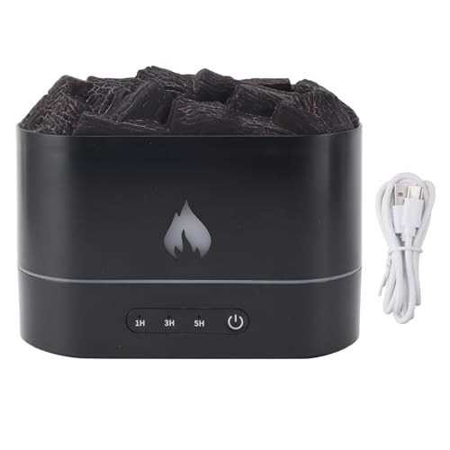 Vulkan-Luftbefeuchter, Leiser Flammen-Diffusor, 250 Ml Aromatherapie-Diffusor für ätherische Öle, Kühler Nebel-Luftbefeuchter mit 7 Farbwechsellicht, USB-Aufladung, (Black) von TOPINCN
