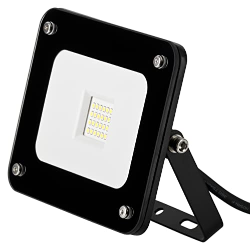 10 W LED Fluter weiß kompakt Flutlicht Außenstrahler Außenleuchte weißes Gehäuse 230V slim 1254 von TOPJESS