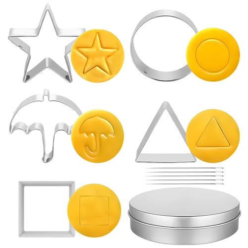 TOPJOWGA 11 Stück Korea Game Kekse Ausstecher, Stainless Biscuits Molds Cookie Cutters Set, Keksausstecher Ausstecher Set Enthält Spielbox, Keksformen Backformche für Tortendeko Keks Backen Küche von TOPJOWGA