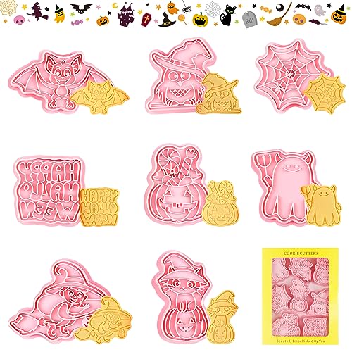 TOPJOWGA Ausstechformen Halloween, 8 Stücke Halloween Ausstecher Set, 3D Keksausstecher Halloween, Platzchenformen Kinder, KeksausstecherKürbis, Plätzchenform Plätzchen Ausstecher von TOPJOWGA