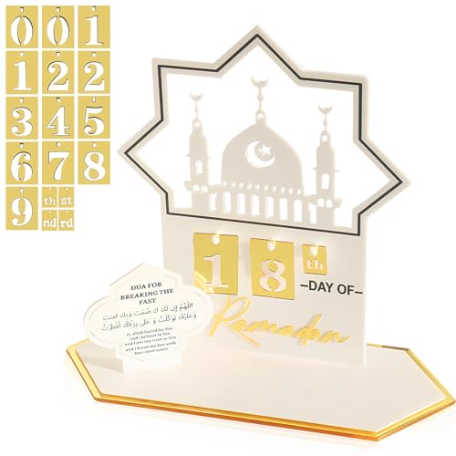 TOPJOWGA Eid Mubarak Countdown-Kalender Acryl, 30 Tage Ramadan Kalender, Eid Mubarak Adventskalender, Ramadan Kalender aus Acryl, Adventskalender Countdown-Kalender, Eid Party Dekoration von TOPJOWGA