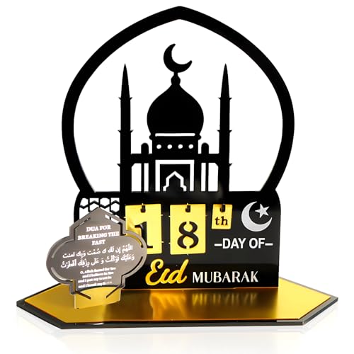 TOPJOWGA Eid Mubarak Countdown-Kalender Acryl, 30 Tage Ramadan Kalender, Eid Mubarak Adventskalender, Ramadan Kalender aus Acryl, Adventskalender Countdown-Kalender, Eid Party Dekoration von TOPJOWGA