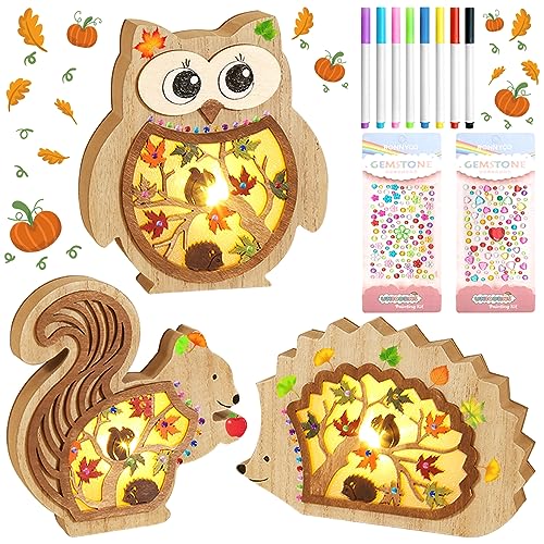 TOPJOWGA LED-Stimmungsleuchten Herbst, 3 Stück Herbst Deko Leuchten aus Holz, Eule Igel Eichhörnchen Herbstdeko LED Herbstblätter, DIY Herbst Dekoration Motivleuchten Tischdekoration TOPJOWGA LED-Stimmungsleuchten Herbst, 3 Stück Herbst Deko Leuchten aus Holz, Eule Igel Eichhörnchen Herbstdeko LED Herbstblätter, DIY Herbst Dekoration Motivleuchten Tischdekoration von TOPJOWGA