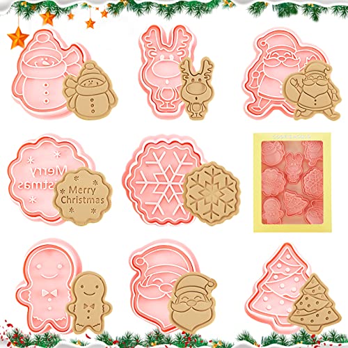TOPJOWGA Weihnachten Ausstecher Set, 8 Stück Ausstechformen Weihnachten, Plätzchen Ausstechformen Weihnachtsausstecher, Keksformen Backformche für Tortendeko Keks Backen Küche von TOPJOWGA
