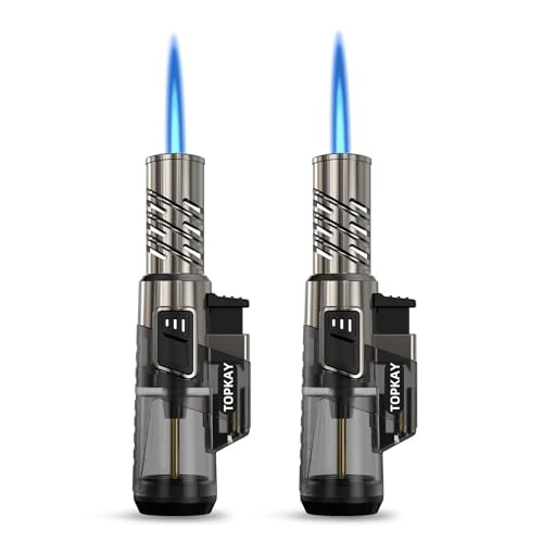 TOPKAY Feuerzeug mit Butan-Feuerzeug, nachfüllbar, Mini-Feuerzeug für Kerzen, Grill, Grill, Feuerwerk, Camping, 2 Stück (nicht vorgefüllt) von TOPKAY