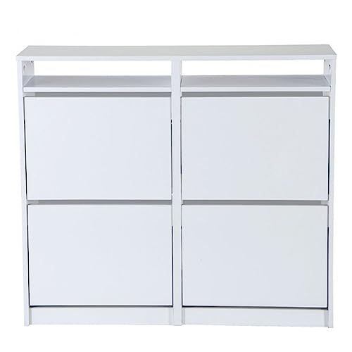 TOPKIT Schuhschrank Tamesis 54AB | Maße 96 x 107 x 25 cm | Schuhschrank mit 4 Klapptüren | Weiß von Topkit
