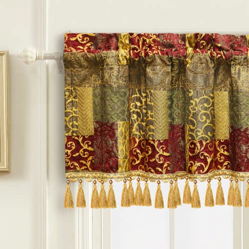 TOPLUXE Scheibengardine, Kurzstore für Schlafzimmer Esszimmer Wohnzimmer Küche, Damast Volant für Fenster 137x46 cm 1 Stück (Patchwork) von TOPLUXE