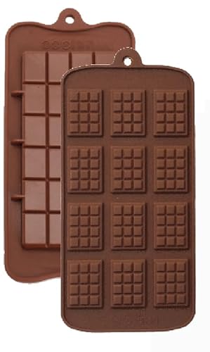 2 Stück Silikon Schokoladentafel und Mini Rechteck Chip dünne Waffel Schokolade DIY Form zerbrechen Schokolade Chip Silikonform von TOPOLMOLD