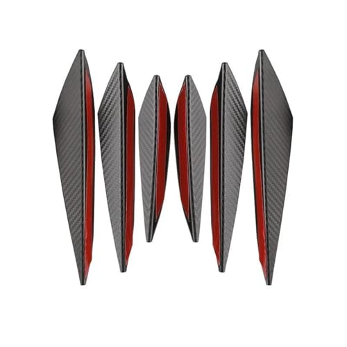 TOPOLVLCKC Frontstoßstange Lippe 4/6 Stücke Universal Auto Front Schaufel Front Stoßstange Lip Body Splitter Spoiler Diffusor Protector Dekorative Canard Lip (6PCS Carbon Fiber) von TOPOLVLCKC