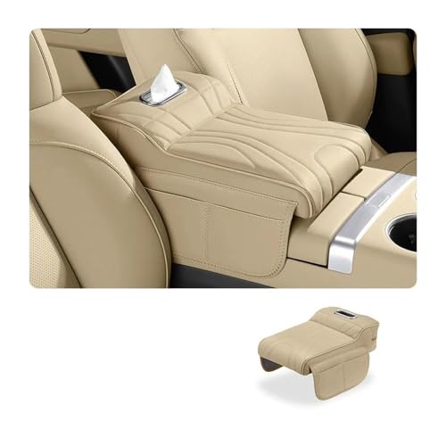 TOPOLVLCKC Für T*oyota Für Land Cruiser Für Prado LC250 2024-2025 Auto Armlehne Pad Box Höhe Erhöhen Schutzhülle Aufbewahrungstasche Auto Styling Mittelkonsole Aufbewahrungsbox(Beige) von TOPOLVLCKC