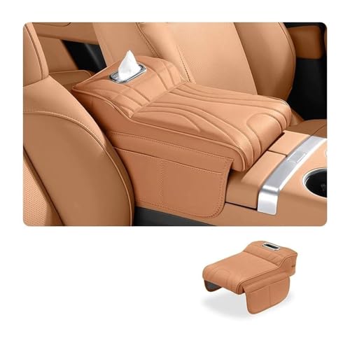 TOPOLVLCKC Für T*oyota Für Land Cruiser Für Prado LC250 2024-2025 Auto Armlehne Pad Box Höhe Erhöhen Schutzhülle Aufbewahrungstasche Auto Styling Mittelkonsole Aufbewahrungsbox(Brown B) von TOPOLVLCKC