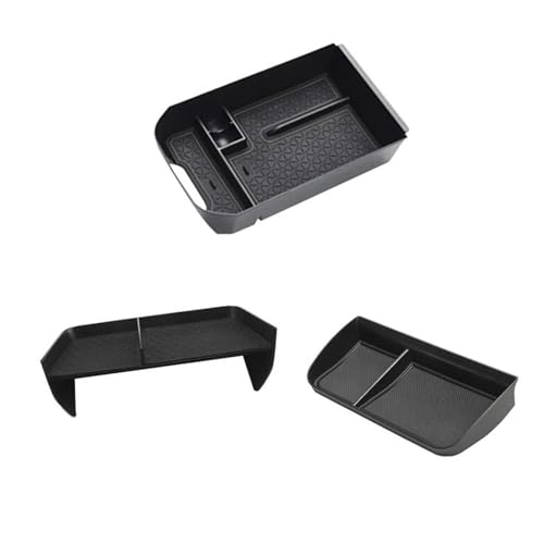 TOPOLVLCKC Für T*oyota Für RAV4 XA50 2019 2020 2021 2022 2023 2024 2025 Hybrid Auto Armlehne Storage Box Auto Dashboard Kleinigkeiten Aufräumen Tablett Mittelkonsole Aufbewahrungsbox(Set Black 3) von TOPOLVLCKC